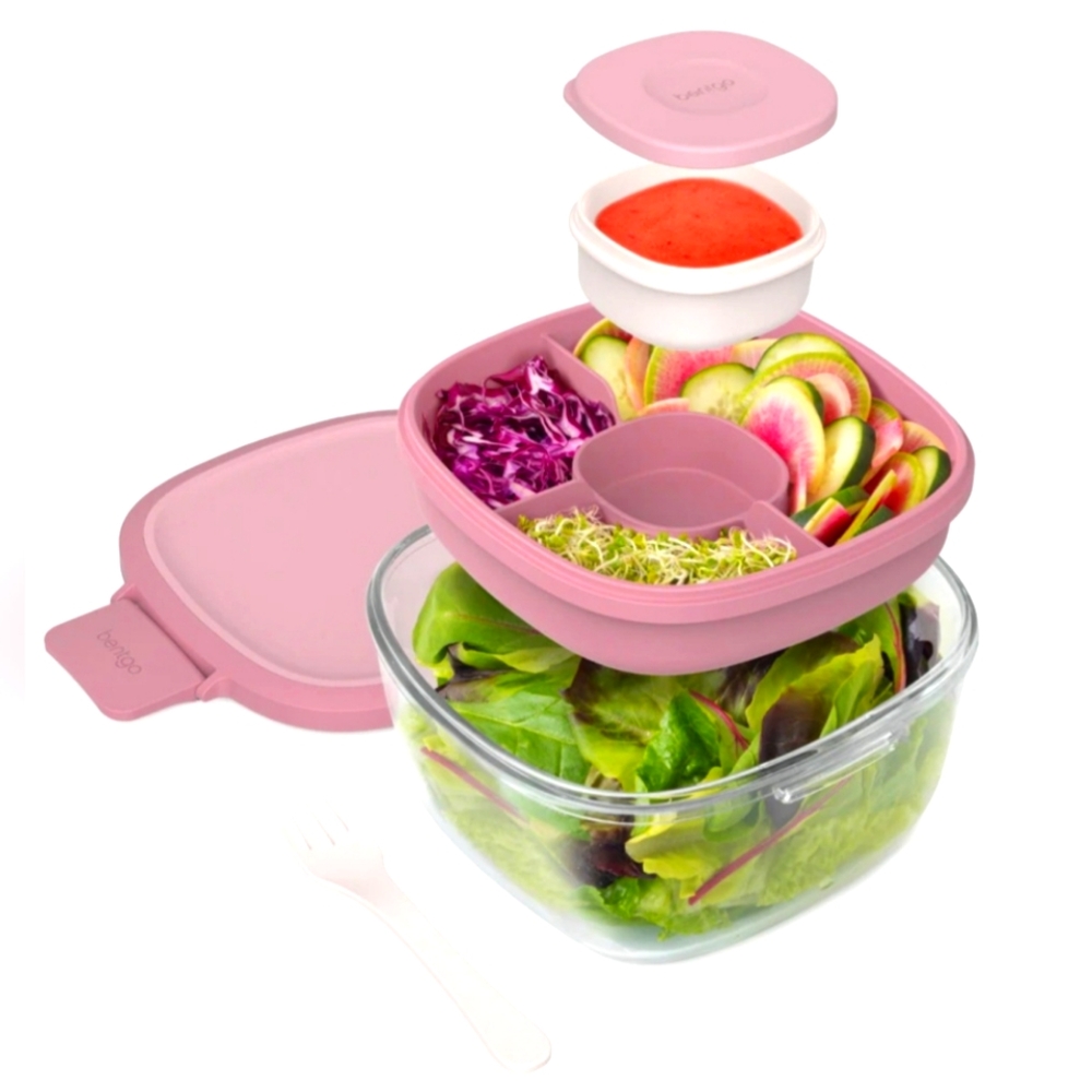 NIB Bentgo Glass Salad Container - Dusty Pink